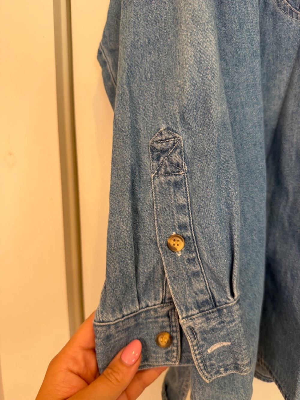 Vintage J. Jill Blue Denim Collarless Shirt - Picture 5 of 10